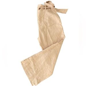 Guess Linen Wide Leg Pants Women’s Small Beige Cropped Tie Waist